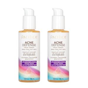 Pacifica Beauty Acne Defense Face Cleanser | 2 Pack | Salicylic Acid, Cucumber, & Aloe Daily Facial Wash | For Oily and Acne Prone Skin | 100% Vegan & Cruelty-Free | Sulfate + Paraben Free
