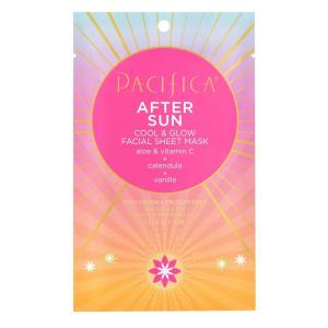 Pacifica Beauty, After Sun Cool & Glow Chest Area Sheet Mask, Aloe Vera, Calendula, Vitamin C, Vanilla, Cooling Mask, Suncare + Skincare, Sun Burn Relief, Vegan(Facial Sheet Mask)
