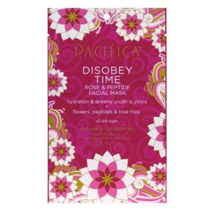 Pacifica Beauty Disobey Time Peptide Hydrating Facial Sheet Mask | For All Skin Types | 1 Count | Hyaluronic Acid, Rose + Peptides | 100% Cotton Mask | Moisturizing + Calming | Vegan + Cruelty Free(Disobey Time (1 Count))